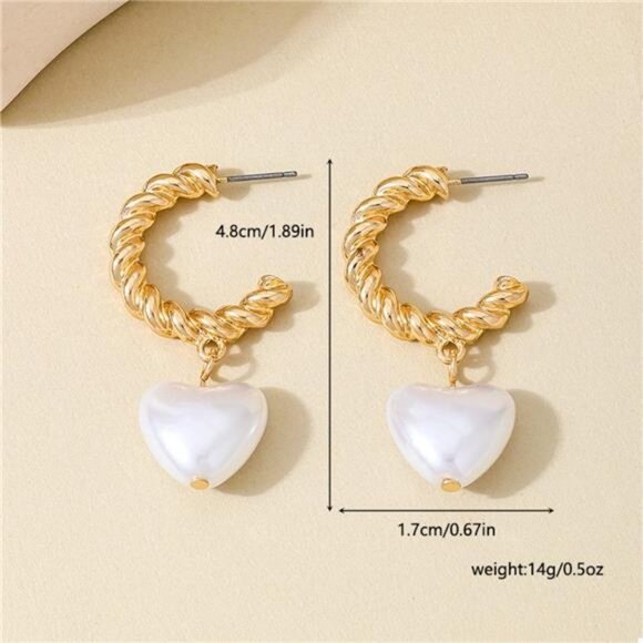 18K Gold-Plated C-Hoop Heart Earrings - Picture 6 of 6